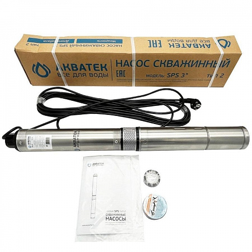 Скважинный насос Акватек SP-3,5" 4-124 тип 2, кабель 80 м фото 3