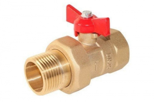 Кран шаровый 11б27п1 ПРАКТИК DN-25 бабочка американка PN16 132 ГАЛЛОП, фото