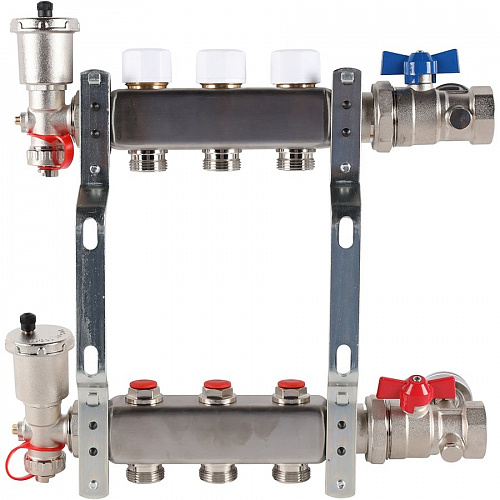 Коллектор без расходомеров ROMMER 3 выхода нерж. сталь в сборе, фото фото 3