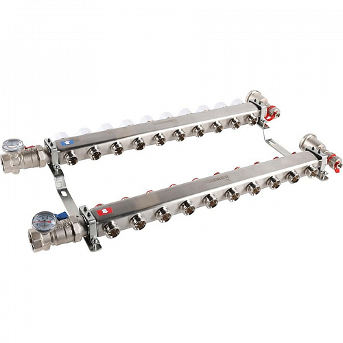 Коллектор без расходомеров ROMMER 10 выходов нерж. сталь в сборе, фото фото 6
