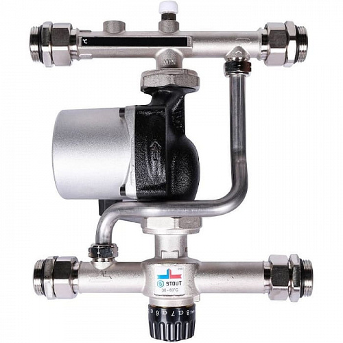 Насосно-смесительный узел Stout с термостатическим клапаном 30-60°C с насосом UPSO 25-65 130мм, фото фото 8