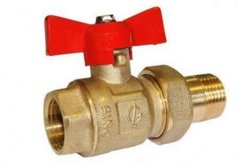 Кран шаровый КРЕПЫШ DN-15 бабочка американка PN16 ГАЛЛОП, фото