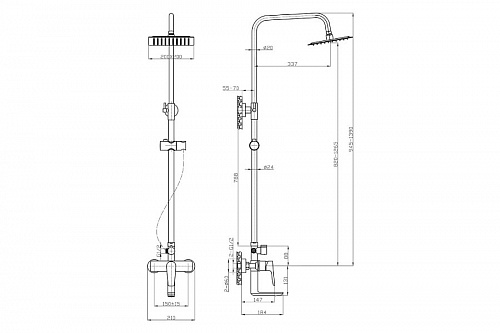 Смеситель DEVIDA серия VIVA с верхним душем, фото фото 2