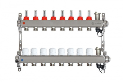 TAEN Коллектор с расходомерами 8 вых. нерж. сталь концевой группой, фото