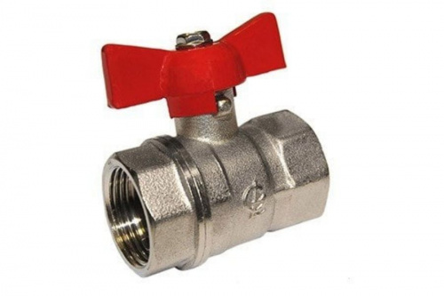 Кран шаровый 11Б27п1 СТАНДАРТ DN-20 В/В бабочка PN40 НИКЕЛЬ 230 ГАЛЛОП, фото