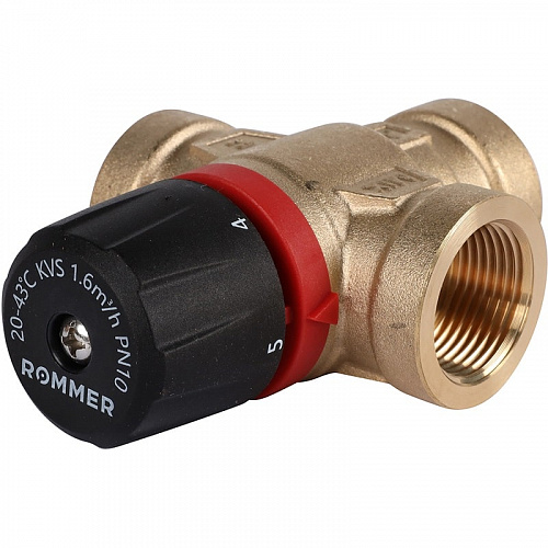 Термостатический смесительный клапан Rommer для отопления и ГВС 3/4" ВР 20-43°С KV 1,6 (бок. смешив), фото фото 5