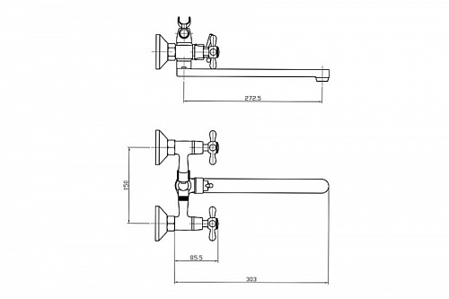 Смеситель ROEGEN RP120B для ванны, 1/2" м/к, плоский излив, фото фото 3