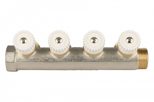 STOUT Коллектор для воды косой 3/4", 4 отвода 1/2" с вентилями, фото фото 2