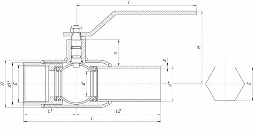Кран шаровый LD муфта/приварка КШЦС ст. 20 Ду100/80 Ру2,5 стандартнопроходной, фото фото 2