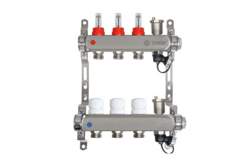 TAEN Коллектор с расходомерами 3 вых. нерж. сталь концевой группой, фото