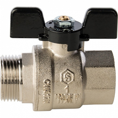 Кран шаровый полн. прох. 1" В/Н бабочка, STOUT, фото фото 2