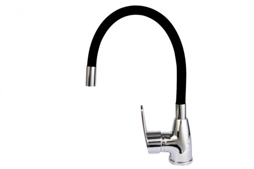 Смеситель ROEGEN RC014N для кухни, 40 мм, на гайке, с боковой ручкой, с гибким черным изливом, фото