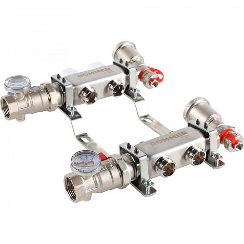 Коллектор без расходомеров ROMMER 2 выхода нерж. сталь в сборе, фото фото 4