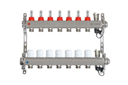 TAEN Коллектор с расходомерами 7 вых. нерж. сталь концевой группой, фото