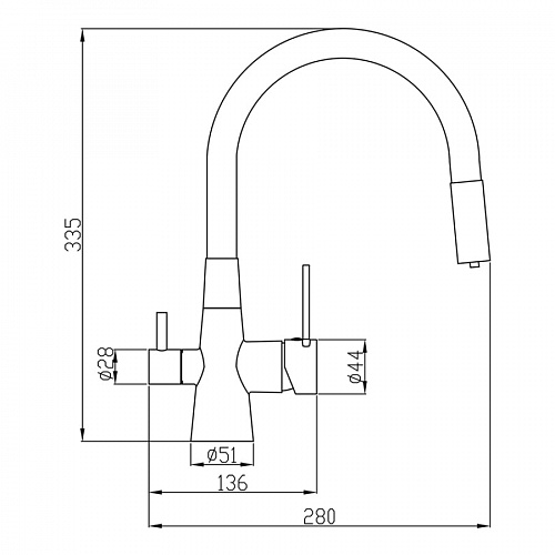 Смеситель DEVIDA для питьевой воды с гибким изливом, на гайке, фото фото 2