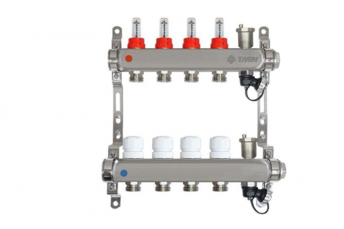 TAEN Коллектор с расходомерами 4 вых. нерж. сталь концевой группой TAEN Коллектор с расходомерами 4 вых. нерж. сталь концевой группой, фото
