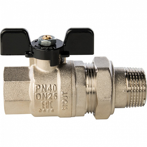 Кран шаровый полн. прох. c америк. 1"  бабочка, STOUT, фото фото 3