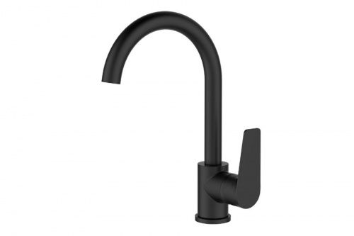 Смеситель DEVIDA VIVA-NERO для кухни, с боковой ручкой, на гайке, черный, фото