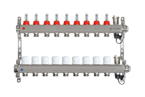 TAEN Коллектор с расходомерами 9 вых. нерж. сталь концевой группой, фото