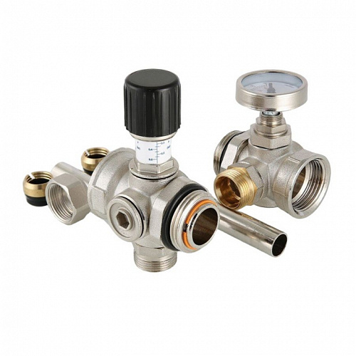 Байпас проходной с перепускным клапаном и термометром VT.0667T.0.0, фото фото 2