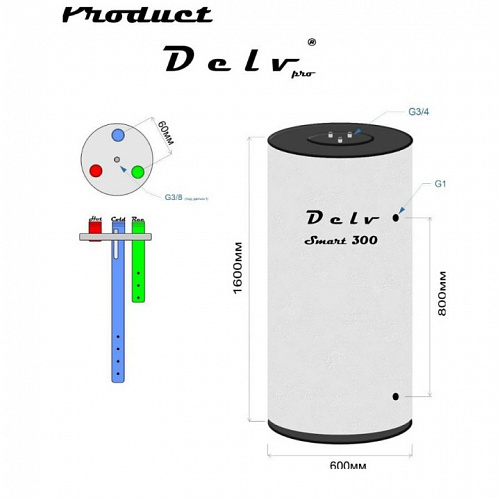 Бойлер косвенного нагрева Delv Smart 300 бак в баке нерж. фото 4