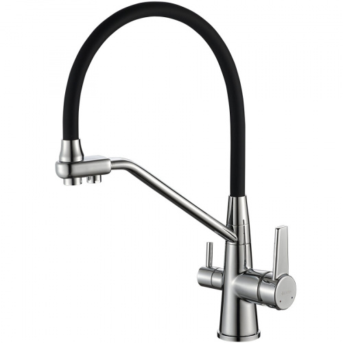 Смеситель DEVIDA для питьевой воды с черным гибким изливом, на гайке, фото