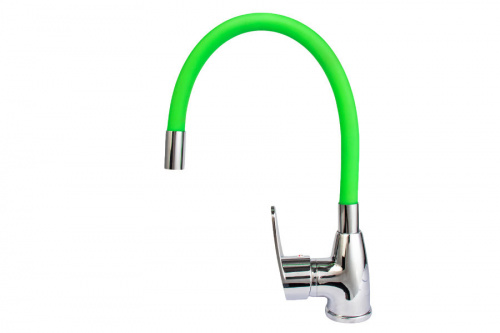 Смеситель ROEGEN RC014G для кухни, 40 мм, на гайке, с боковой ручкой, с гибким салатовым изливом, фото
