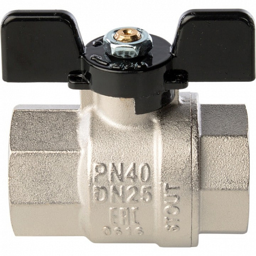 Кран шаровый полн. прох. 1" В/В бабочка, STOUT, фото фото 3