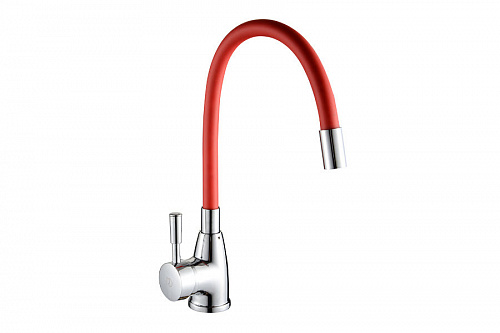 Смеситель ROEGEN RD014R для кухни, 40 мм, на гайке, с боковой ручкой, с гибким красным изливом, фото фото 2