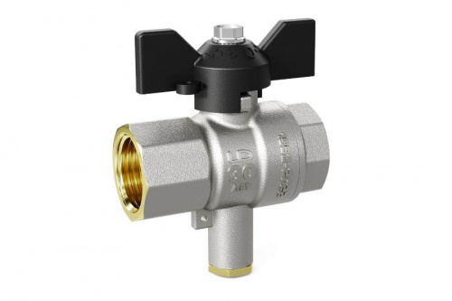 Кран шаровый латунный LD Pride 1/2 для термометра бабочка, фото