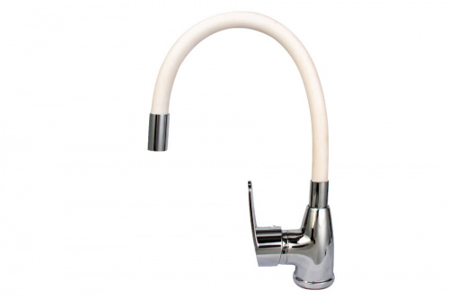 Смеситель кух. ROEGEN RC014W боковой, гибкий белый излив, фото