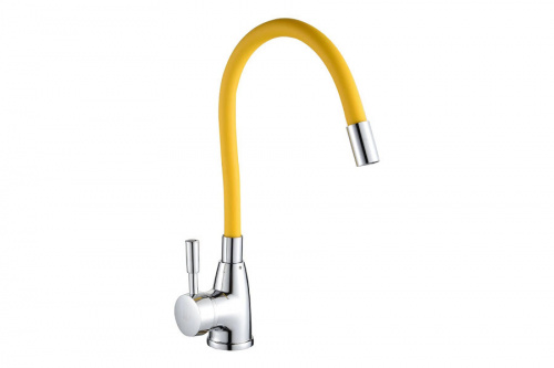 Смеситель ROEGEN RD014Y для кухни, 40 мм, на гайке, с боковой ручкой, с гибким желтым изливом, фото