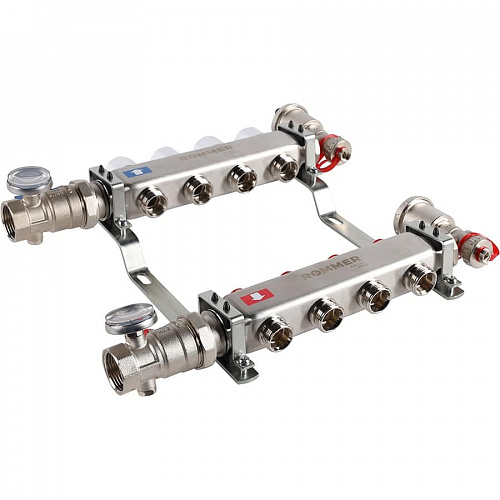 Коллектор без расходомеров ROMMER 4 выхода нерж. сталь в сборе, фото фото 5