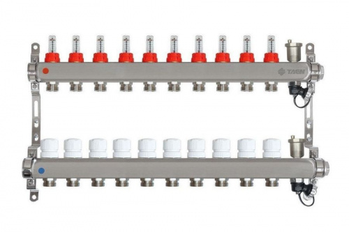 TAEN Коллектор с расходомерами 10 вых. нерж. сталь концевой группой, фото