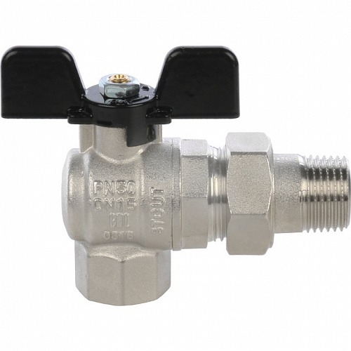 Кран шаровый полн. прох. c америк. угл. 1/2"  бабочка, STOUT, фото фото 3