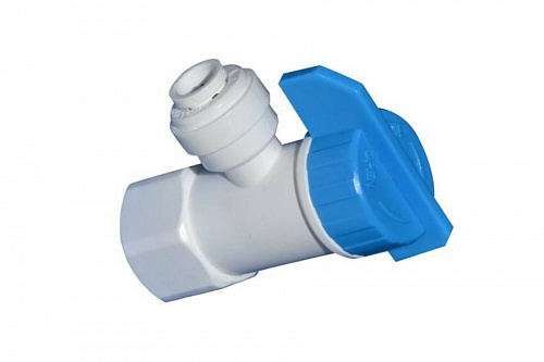 Кран пластик д/фильтра Т1/4"-1/4" Вр угловой, фото фото 2