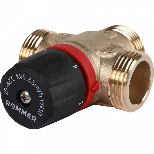 Термостатический смесительный клапан Rommer для отопления и ГВС 1" НР 20-43°С KV 2,5 (бок. смешив), фото фото 5