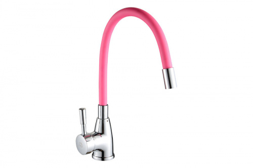 Смеситель ROEGEN RD014P для кухни, 40 мм, на гайке, с боковой ручкой, с гибким розовым изливом, фото