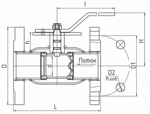 Кран шаровый LD Regula КШЦФР фланцевый Ду125/100 Ру2,5 из стали 20 с редуктором, фото фото 2