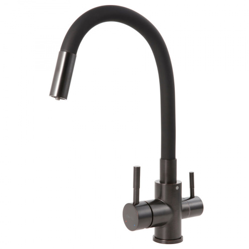 Смеситель DEVIDA для питьевой воды с гибким изливом, черный сатин, SUS304, на гайке, фото