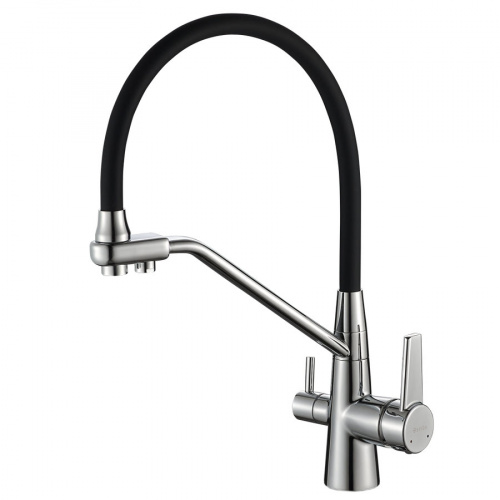 Смеситель DEVIDA для питьевой воды с черным гибким изливом, фото