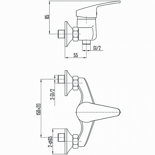 Смеситель DEVIDA серия ELSI гигиенический, пристенный, фото фото 3