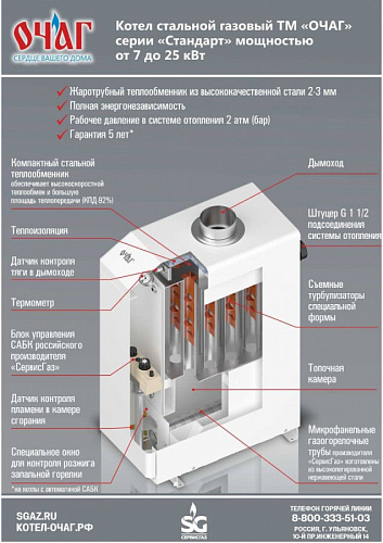 Котел газовый напольный КСГ-10 Е Очаг-Стандарт одноконтурный фото 4