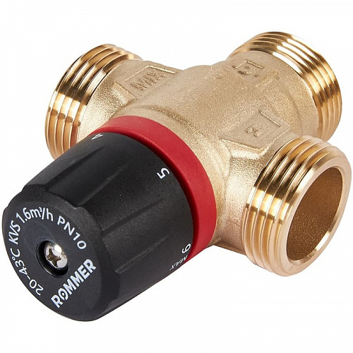 Термостатический смесительный клапан Rommer для отопления и ГВС 1" НР 20-43°С KV 1,6 (бок. смешив), фото фото 4