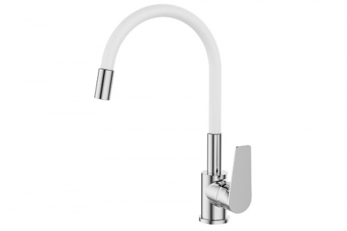 Смеситель DEVIDA VIVA для кухни, с белым гибким изливом, с боковой ручкой, на гайке, фото