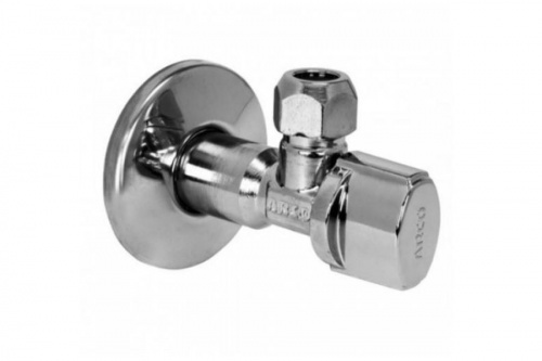 A-80 Угловой шаровой кран ARCO 3/8х1/2"ЦП ручка хром/пластик, фото