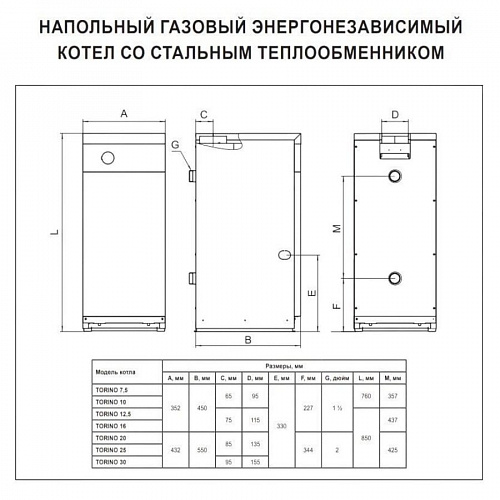 Котел газовый напольный Ferroli Torino 20 одноконтурный фото 2
