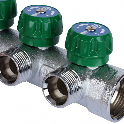 STOUT Коллектор для воды прямой 1", 4 отвода 3/4"ЕК с вентилями, фото фото 7