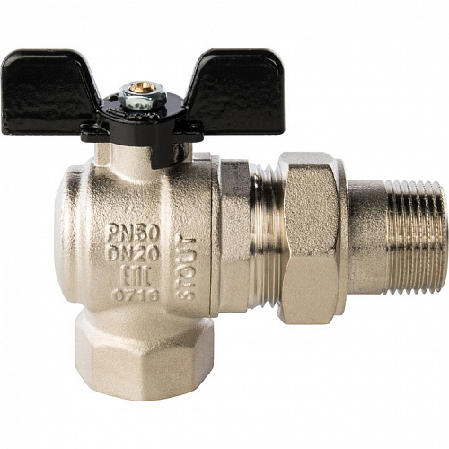 Кран шаровый полн. прох. c америк. угл. 3/4"  бабочка, STOUT, фото фото 3