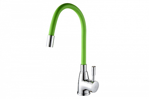 Смеситель ROEGEN RD014V для кухни, 40 мм, на гайке, с боковой ручкой, с гибким темнозелёным изливом, фото фото 2